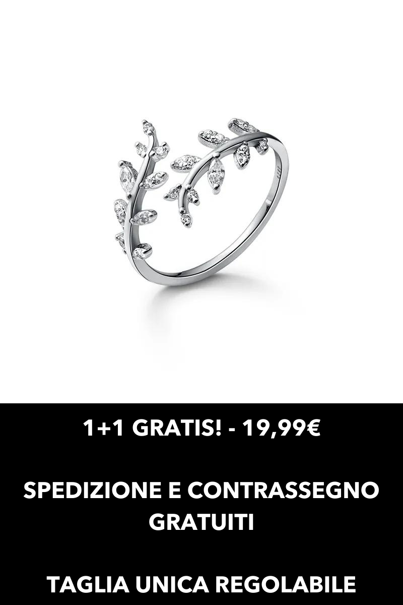 Anello Foglia d'Ulivo™ Argento S925 | CONFEZIONE REGALO IN OMAGGIO